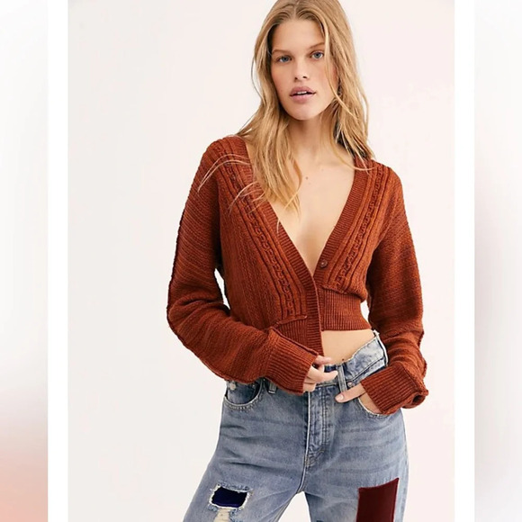 Free People Sweaters - FREE PEOPLE Brown Moon River Cardigan